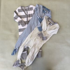 3 Burt's Bees PJ's- 2 Zipped Footed, one w/ Snaps